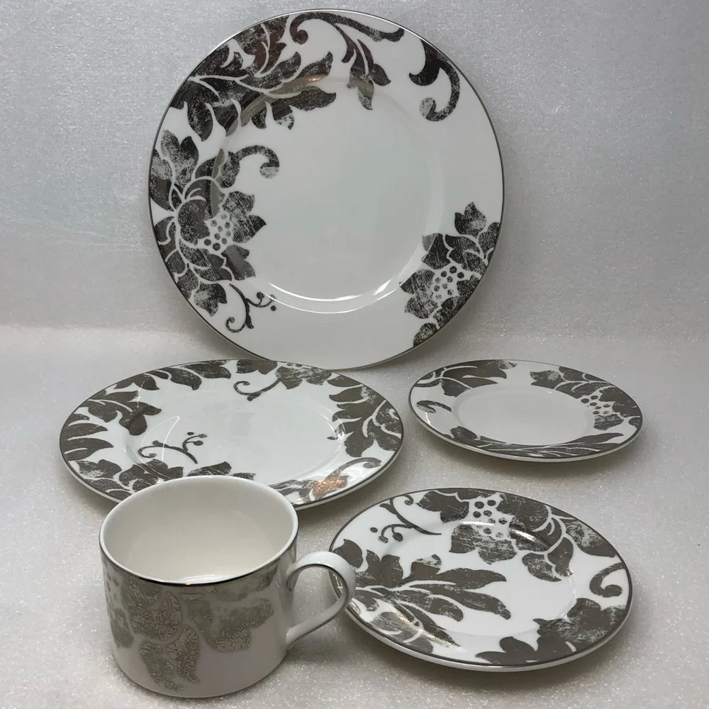 NEW LENOX 5 Piece Place Setting Silver Appliqué